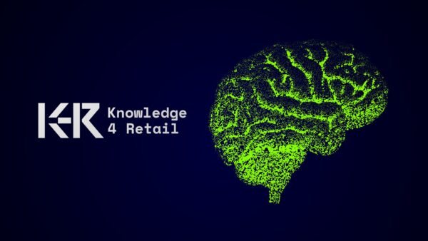 Logo von Knowledge 4 Retail mit einer Illustration eines Gehirns.