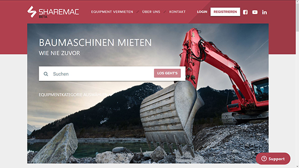 Screenshot der Startseite von Sharemac