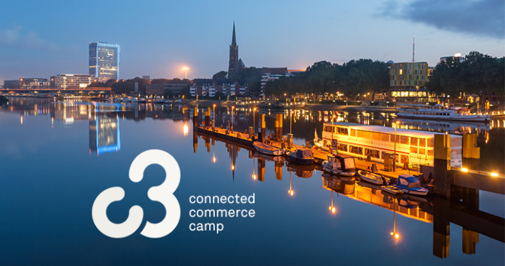Foto von der Weser, darauf das Logo vom C3-Camp