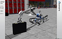 Darstellung eines Roboters, der nach einem Koffer greift