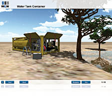 Digitales Modell eines Containers mit einem Wassertank