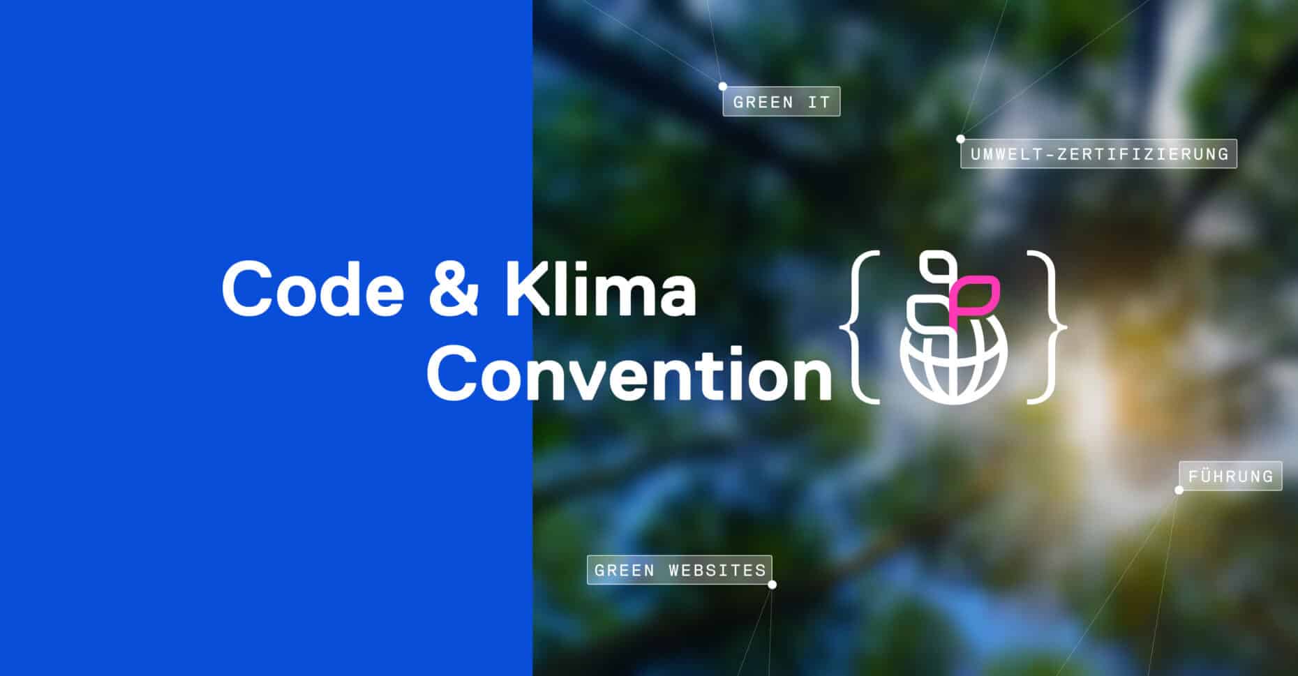 Das Bild ist in ein drittel blau und zwei drittel verschwommenes Foto, das Bäume erkennen lässt, geteilt. Über beiden Bereichen steht groß in weißer Schrift 